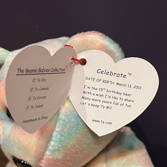 Ty Beanie Baby Bear - Celebrate (15 Years) - Picture 3 of 3
